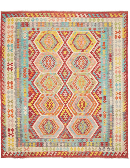 Tappeto Kilim Afghanistan 254x287 Rosso Arancio