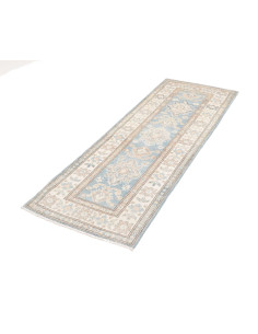 Tappeto Kazak Afghanistan 65x202 Azzurro Crema 2