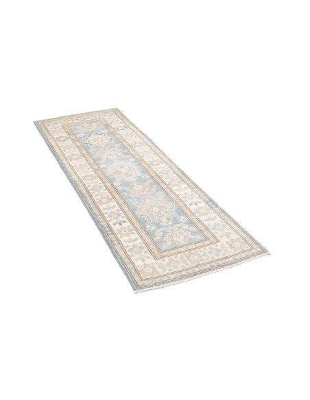Tappeto Kazak Afghanistan 65x202 Azzurro Crema