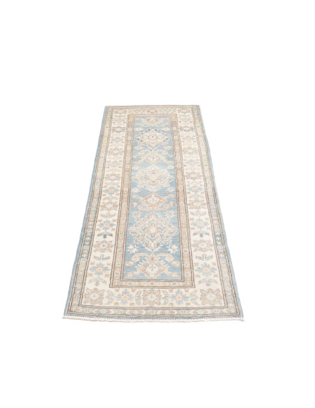 Tappeto Kazak Afghanistan 65x202 Azzurro Crema