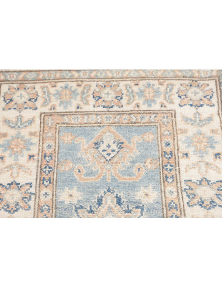 Tappeto Kazak Afghanistan 65x202 Azzurro Crema