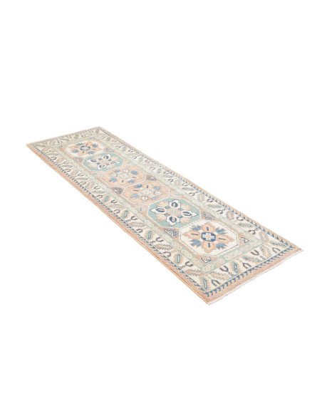 Rug Kazak Afghanistan 61x182 Ivory Powder Blue