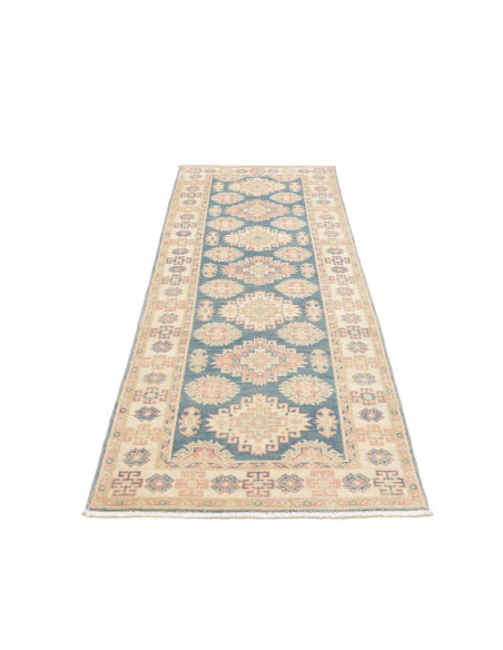 Tappeto Kazak Afghanistan 82x248 Blu Beige Terr
