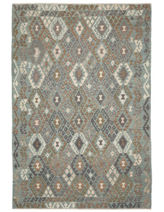 Rug Kilim Afghanistan 204x296 Teal Brown Cream