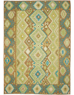Rug Kilim Afghanistan 207x299 Green Brown Turqu