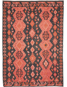 Rug Kilim Afghanistan 209x292 Coral Red Charcoa