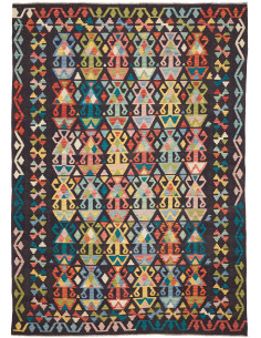 Rug Kilim Afghanistan 204x288 Charcoal Grey Aqu