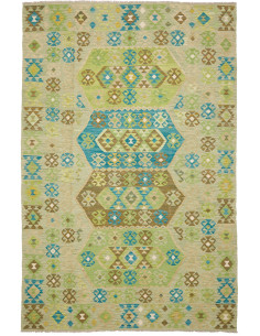 Rug Kilim Afghanistan 193x299 Sage Green Turquo