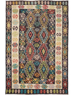 Tappeto Kilim Afghanistan 205x305 Marrone Scuro
