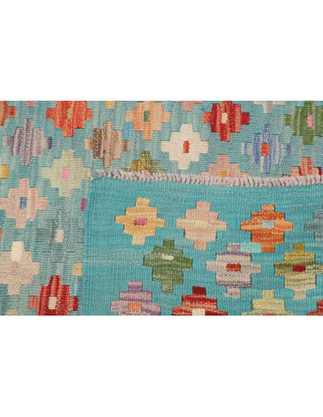 Tappeto Kilim Afghanistan 94x196 Turchese Multi