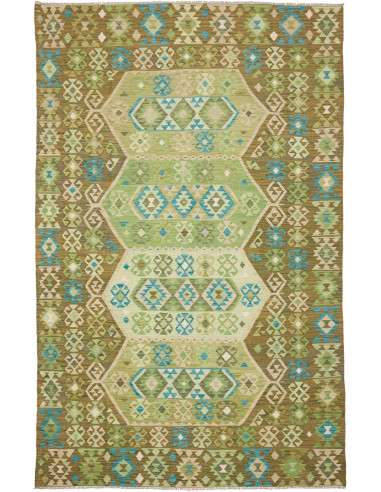 Rug Kilim Afghanistan 197x307 Green Brown Turqu