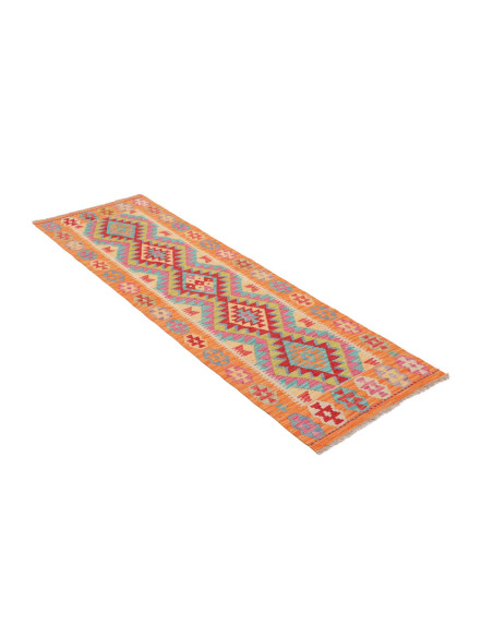 Rug Kilim Afghanistan 63x192 Orange Red Turquoi