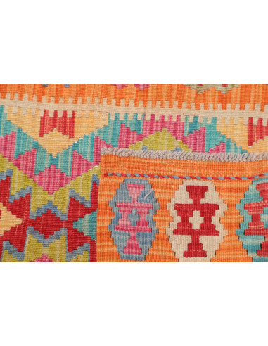 Rug Kilim Afghanistan 63x192 Orange Red Turquoi