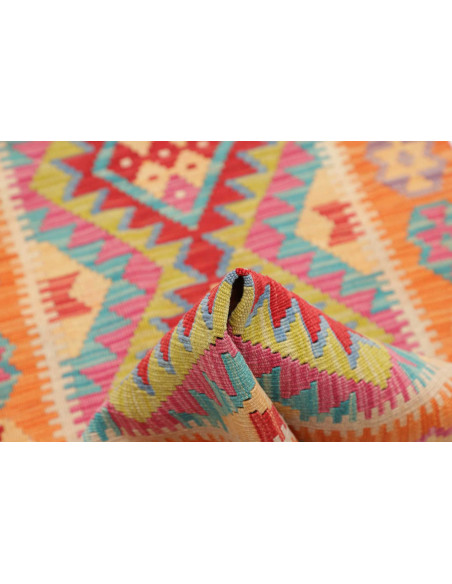 Rug Kilim Afghanistan 63x192 Orange Red Turquoi
