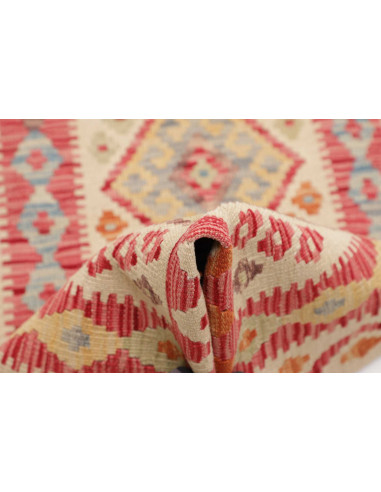 Tappeto Kilim Afghanistan 65x189 Crema Rosso Co