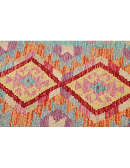 Rug Kilim Afghanistan 61x194 Blue Pink Orange Y