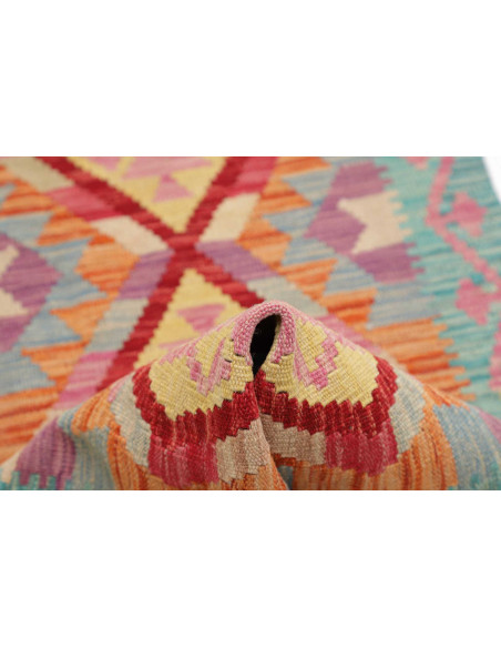 Tappeto Kilim Afghanistan 61x194 Azzurro Rosa A