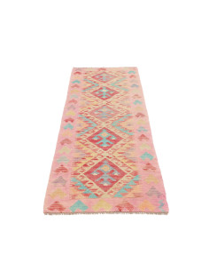 Tappeto Kilim Afghanistan 62x198 Rosa Rosso Tur 2
