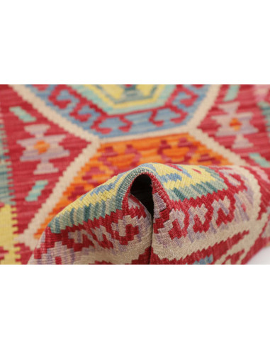 Tappeto Kilim Afghanistan 56x151 Rosso Multicol