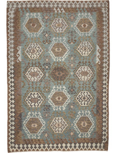 Rug Kilim Afghanistan 203x294 Teal Brown Beige