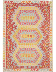 Rug Kilim Afghanistan 206x288 Red Blue Yellow