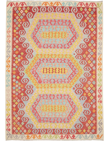 Rug Kilim Afghanistan 206x288 Red Blue Yellow