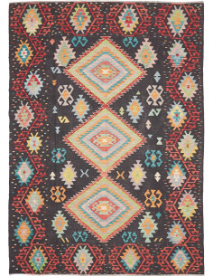 Rug Kilim Afghanistan 206x291 Dark Grey Black R