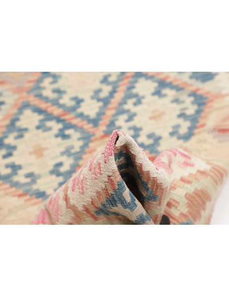 Rug Kilim Afghanistan 84x179 Beige Pink Blue Pe