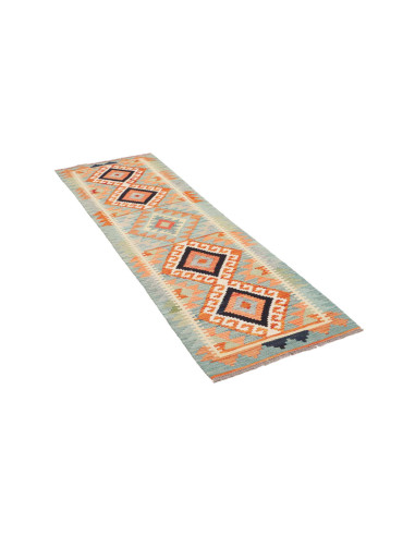 Rug Kilim Afghanistan 60x192 Aqua Blue Orange C