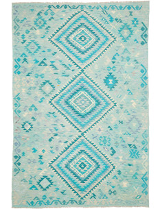 Rug Kilim Afghanistan 205x307 Aqua Blue Light T