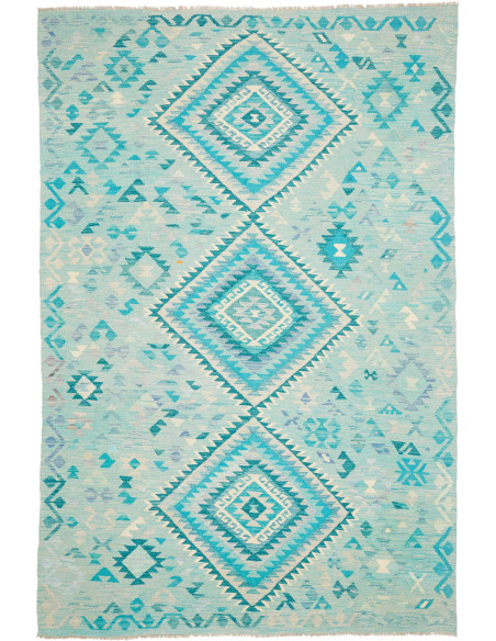 Rug Kilim Afghanistan 205x307 Aqua Blue Light T