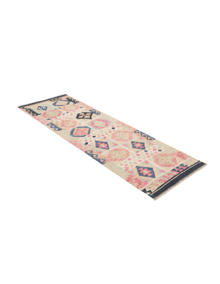 Rug Kilim Afghanistan 62x193 Beige Pink Indigo