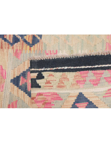 Rug Kilim Afghanistan 62x193 Beige Pink Indigo
