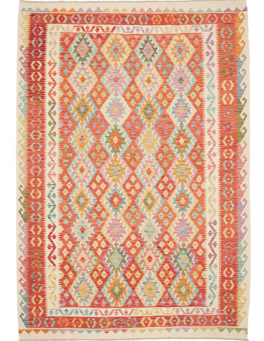 Rug Kilim Afghanistan 203x293 Orange Red Multi