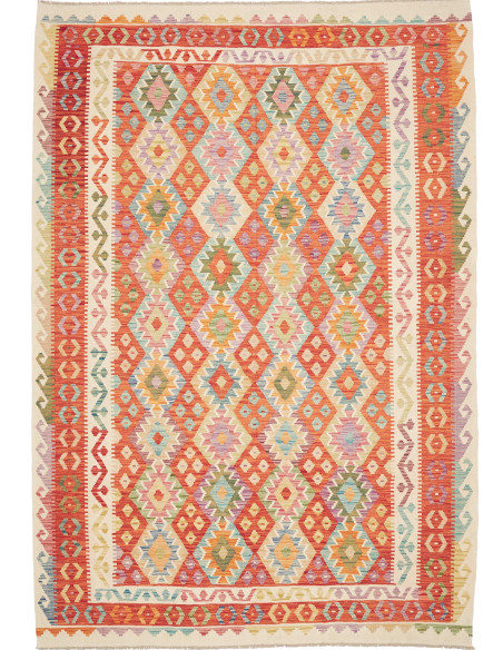 Tappeto Kilim Afghanistan 203x293 Arancio Rosso
