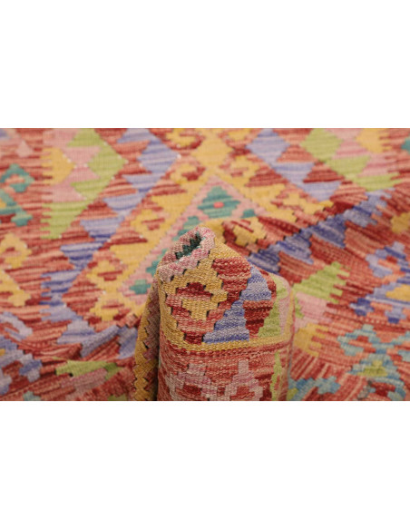 Tappeto Kilim Afghanistan 75x249 Arancio Pesca