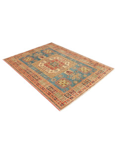 Rug Kazak Fine Pakistan 143x195 Teal Cream Red 2
