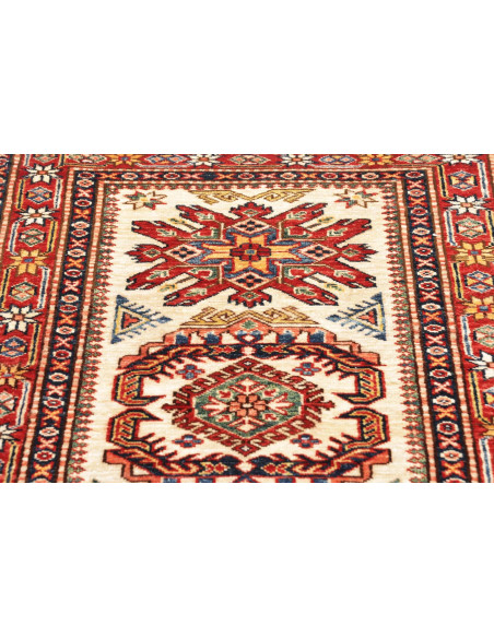 Rug Kazak Fine Pakistan 78x267 Cream Red Blue G