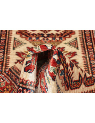 Rug Kazak Fine Pakistan 78x267 Cream Red Blue G