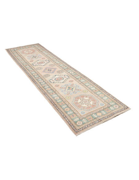 Tappeto Kazak Afghanistan 82x295 Beige Turchese