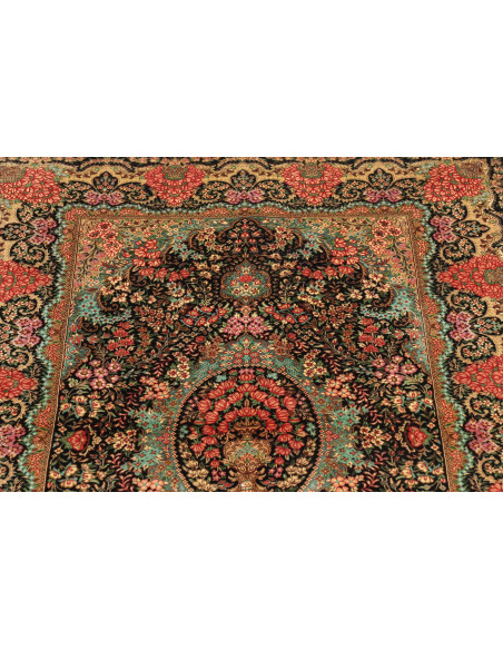 Rug Ghom Silk Persia 80x120 Black Rose Coral Te