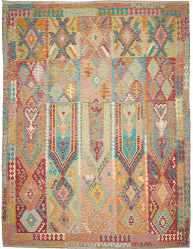 Tappeto Kilim Afghanistan 305x400 Azzurro Verde