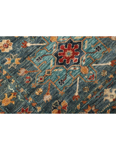 Tappeto Tribal Pakistan 80x298 Blu Petrolio Ara