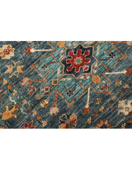Tappeto Tribal Pakistan 80x298 Blu Petrolio Ara