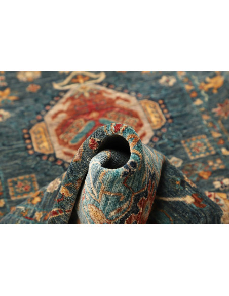 Tappeto Tribal Pakistan 80x298 Blu Petrolio Ara