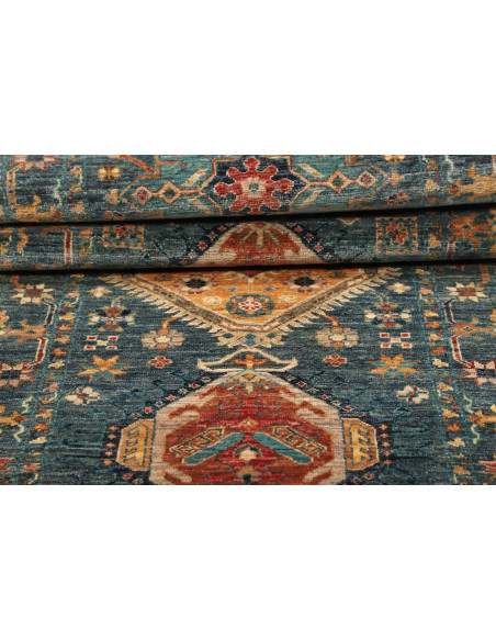 Tappeto Tribal Pakistan 80x298 Blu Petrolio Ara