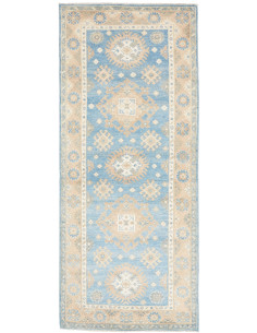 Tappeto Kazak Afghanistan 85x200 Blu Cielo Beig
