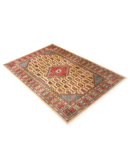 Tappeto Kazak Fine Pakistan 206x299 Crema Rosso