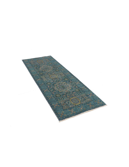 Rug Mamlouk Pakistan 79x208 Teal Gold Beige