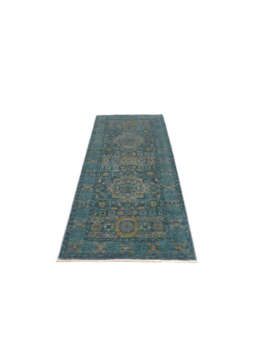 Rug Mamlouk Pakistan 79x208 Teal Gold Beige